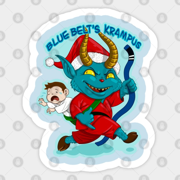 Blue belt Krampus - Jiu jitsu meme Sticker by undersideland